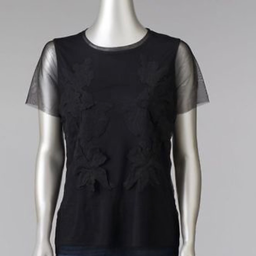 Simply Vera Vera Wang Floral Mesh Tee
